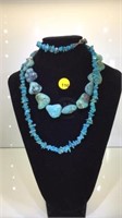 2 TURQUOISE NECKLACES WITH SILVER