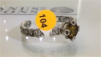 STERLING SILVER CUFF BRACELET WITH CITRINE