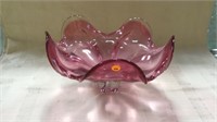 PINK GLASS FREE FLOW CENTERPIECE BOWL