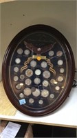 OVAL FRAMED 100 YRS OF AMERICA'S COINS