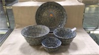 4 PC - SPONGEWARE POTTERY MADE IN ROSEVILLE, OHIO