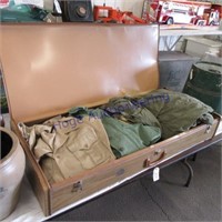 Tin trunk w/ army clothes