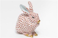 Herend Hungary Porcelain Crouching Rabbit Figurine