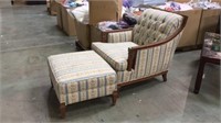 ANTIQUE STYLE CHAIR AND OTTOMAN