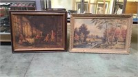 TWO LARGE PAINTINGS PRINTED ON BOARD