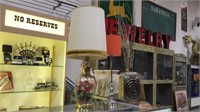 LARGE RETRO STYLE ROSE LAMP AND MORE