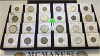 24 PC TRAY OF COINS - MOST SILVER