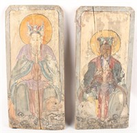 PAIR OF CHINESE PAINT ON WOOD SOLDIERS