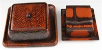 (2) JAPANESE LACQUERWARE BENTO BOXES WITH TRAYS
