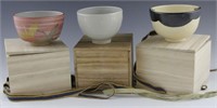 (3) CONTEMPORARY JAPANESE POTTERY CUP BOWLS