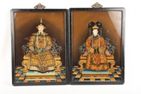PAIR OF CHINESE REVERSE PAINTED WALL HANGINGS