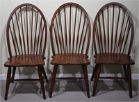 3 BOW BACK WOODEN CHAIRS