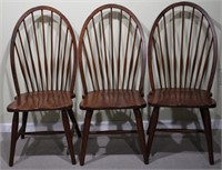 3 BOW BACK WOODEN CHAIRS