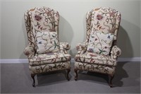 PAIR OF EMBROIDERED WHITE UPHOLSTERY CHAIRS