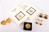 MIXED GOLD PLATED CUFFLINKS AND PINS