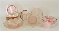 Collection Of Pink Satin And Depression Glass