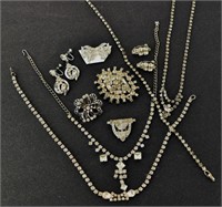 Collection Of Vintage Rhinestone Jewelry