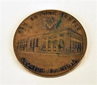 Decatur Masonic Temple Commemorative Bronze Coin