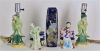 Collection Of Asian  Art Pottery & Lamps