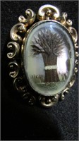 Antique 9k gold hair work brooch/pendant