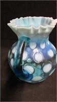 Victorian opalescent blue coin dot pitcher