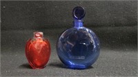 Lalique Worth blue perfume bottle & cranberry