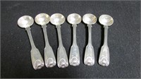 Set of 6 1854 London Sterling mustard spoons