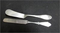 Two butter knifes sterling
