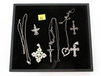 Lot, sterling silver pendants and chains