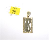 10K Yellow gold "R" pendant