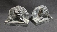 Lion bookends painted metal