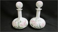 Hand painted satin glass perfume/cologne bottles