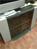Glass front pressboard TV stand