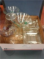 Assorted wine glass stemware/ashtrays/plates
