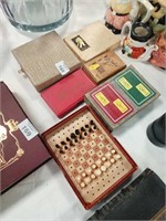 Vintage playing cards and chess sets