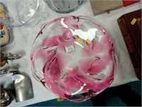 Large quality pink glass bowl,prob. Murano