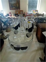 Retro Black/ Clear glass bowl, jug & vase
