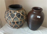 Two ceramic stick pots