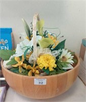 Large wooden bowl and flower basket