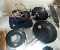 Collection of cast iron cook wear including Analon