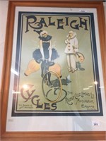 RALEIGH CYCLES FRAMED VINTAGE STYLE PRINT