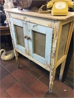 VICTORIAN PINE PAINTED MEATSAFE