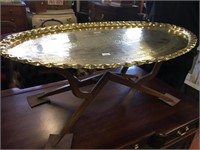 LARGE BRASS TRAY TABLE