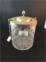 CUT GLASS PLATED TOP BISCUIT BARREL