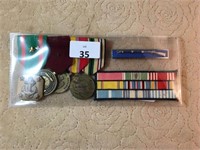 WW11 4 US NAVY MEDALS, BADGE AND