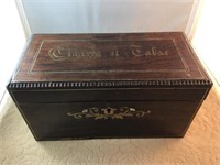 FRENCH ROSEWOOD AND INLAID CIGAR BOX
