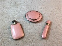 VINTAGE ENAMEL 3PCE MAKE UP COMPACTS