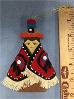 Small handmade Tlingit style dancer ornament, 5" t
