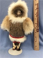 Beautiful handmade Alaska native doll, rabbit fur,