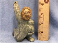 Soapstone carving of a hunter, 4.5" tall